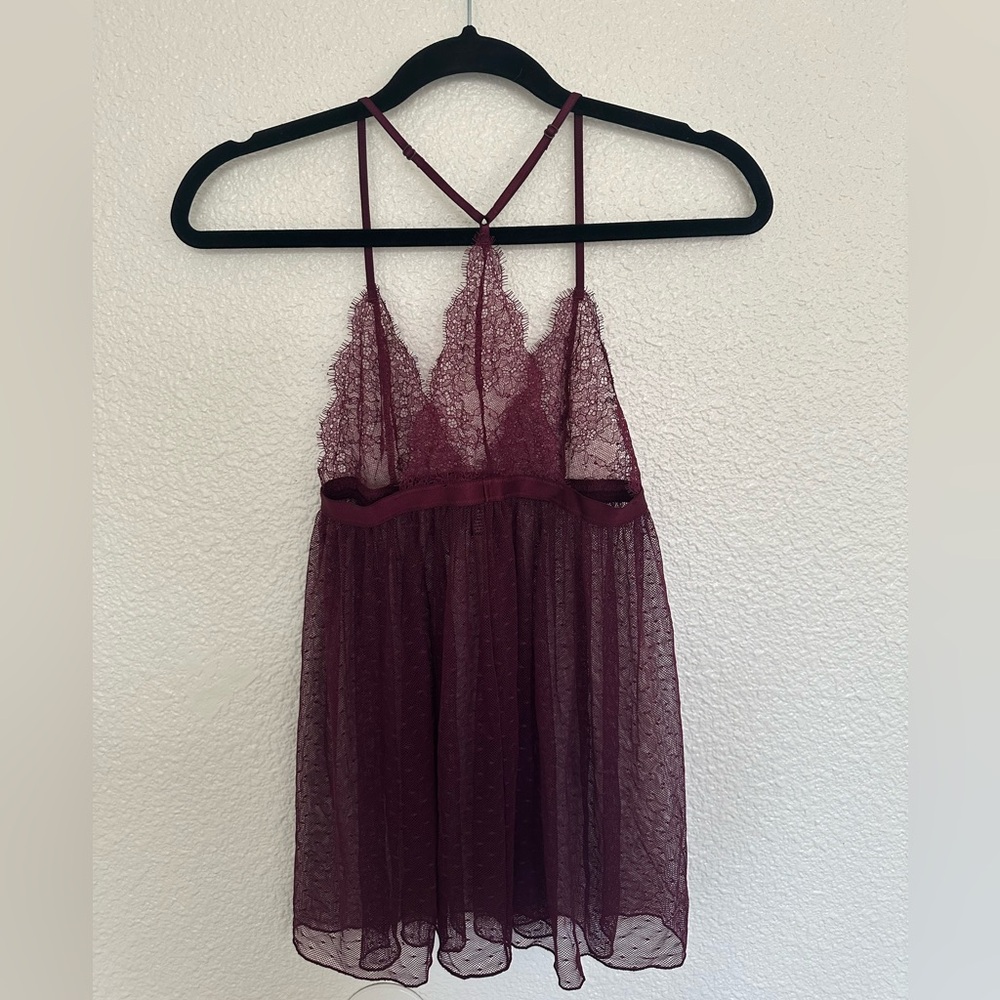 Victoria's Secret Deep Red Babydoll Lace Set